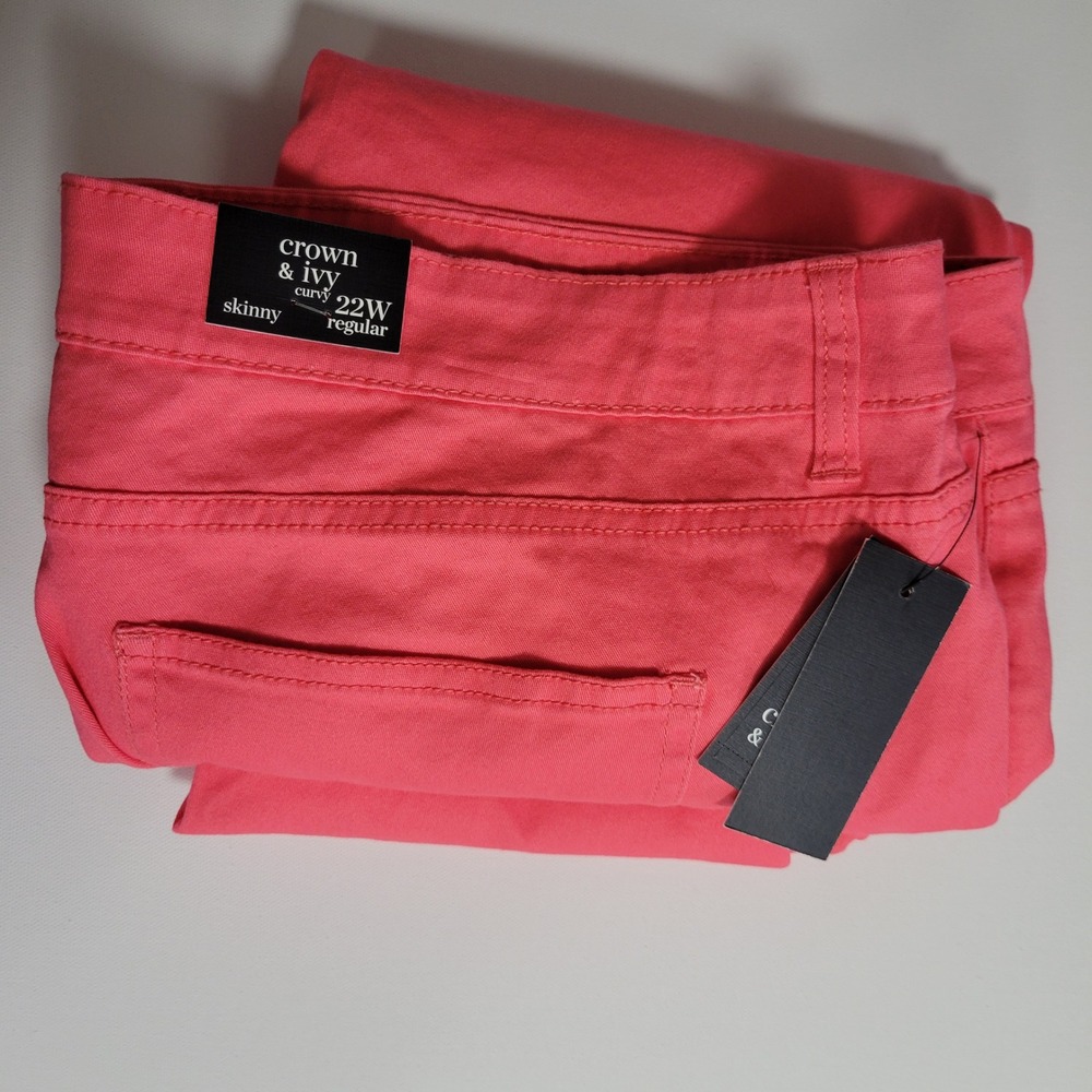NEW Crown &‎ Ivy Curvy 22W Coral Pink Skinny Jeans Stretch Denim Preppy Casual - Picture 9 of 9